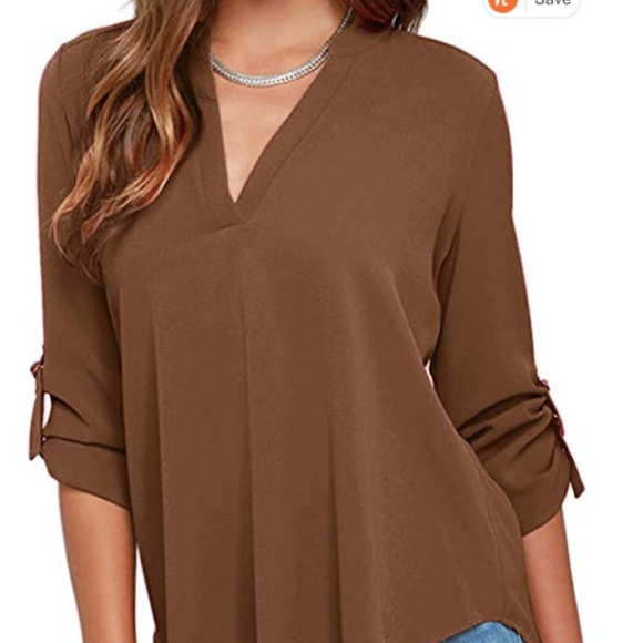 NWOT YMING Brown tunic shirt. - Picture 2 of 4